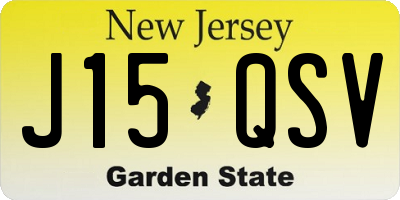 NJ license plate J15QSV