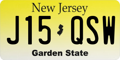 NJ license plate J15QSW