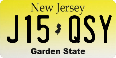 NJ license plate J15QSY