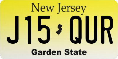 NJ license plate J15QUR