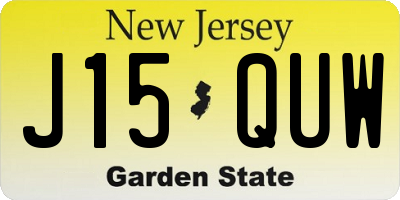 NJ license plate J15QUW