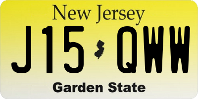 NJ license plate J15QWW