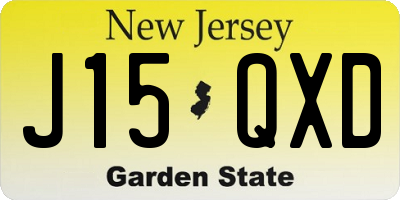NJ license plate J15QXD