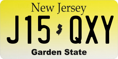 NJ license plate J15QXY