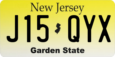NJ license plate J15QYX