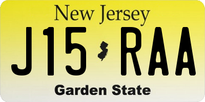 NJ license plate J15RAA