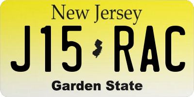 NJ license plate J15RAC