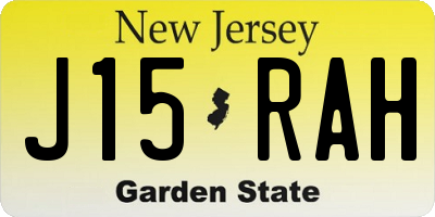 NJ license plate J15RAH
