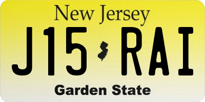 NJ license plate J15RAI