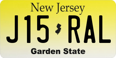 NJ license plate J15RAL