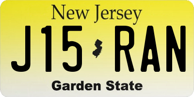 NJ license plate J15RAN
