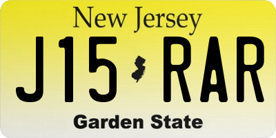 NJ license plate J15RAR