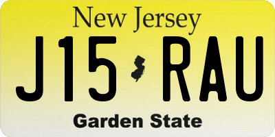 NJ license plate J15RAU