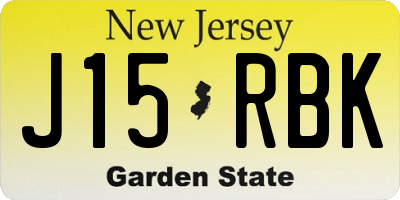 NJ license plate J15RBK