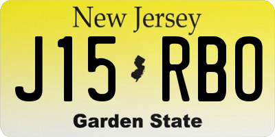 NJ license plate J15RBO