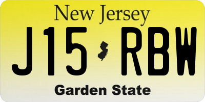 NJ license plate J15RBW