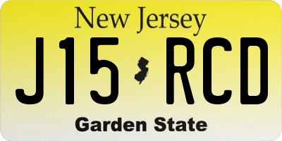 NJ license plate J15RCD