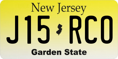 NJ license plate J15RCO