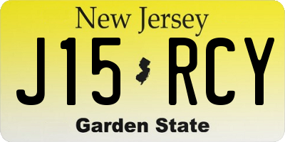 NJ license plate J15RCY