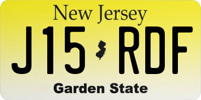 NJ license plate J15RDF