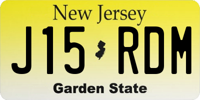 NJ license plate J15RDM