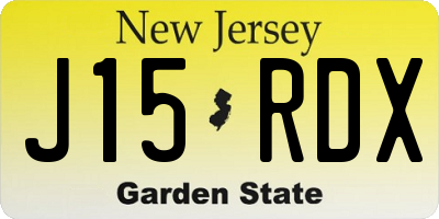 NJ license plate J15RDX