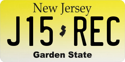NJ license plate J15REC