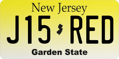 NJ license plate J15RED