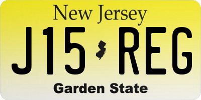 NJ license plate J15REG