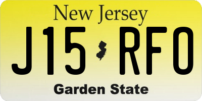 NJ license plate J15RFO