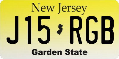 NJ license plate J15RGB