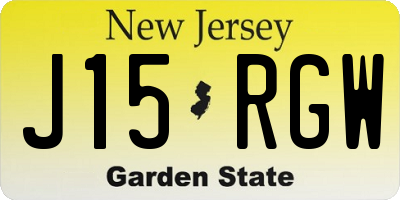 NJ license plate J15RGW