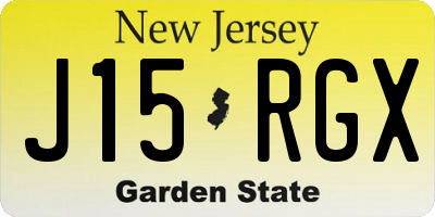 NJ license plate J15RGX