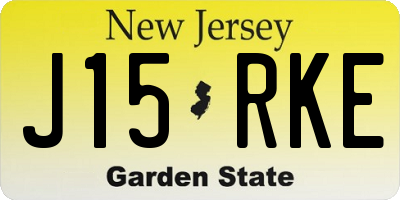 NJ license plate J15RKE