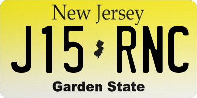 NJ license plate J15RNC