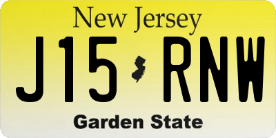 NJ license plate J15RNW