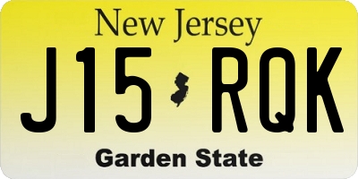 NJ license plate J15RQK