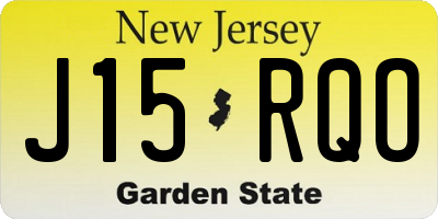 NJ license plate J15RQO