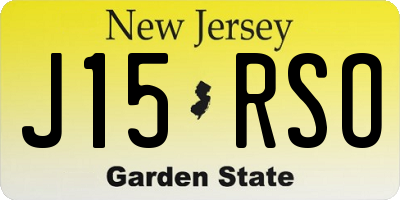 NJ license plate J15RSO