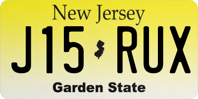 NJ license plate J15RUX