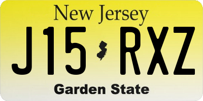 NJ license plate J15RXZ
