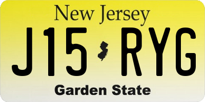 NJ license plate J15RYG