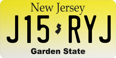 NJ license plate J15RYJ