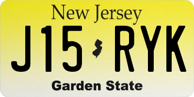 NJ license plate J15RYK