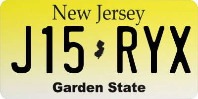 NJ license plate J15RYX