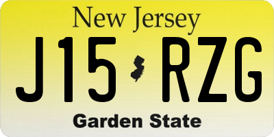 NJ license plate J15RZG