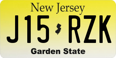 NJ license plate J15RZK