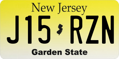 NJ license plate J15RZN