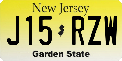NJ license plate J15RZW