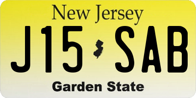 NJ license plate J15SAB